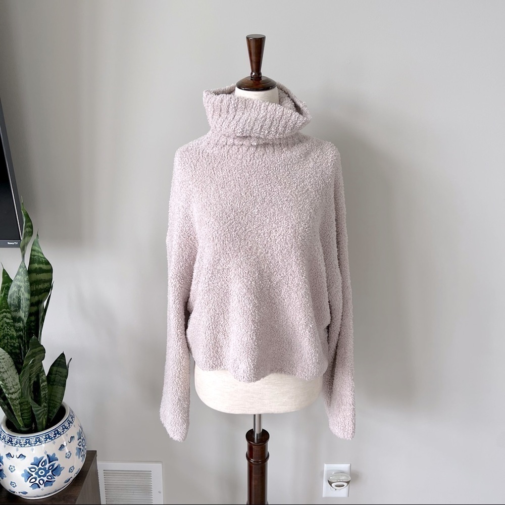 Urban Outfitters Cozy Turtleneck Cropped Sweater with Bell Sleeves - Cream